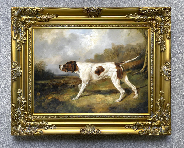 Fine Oleograph on Canvas of an English Pointer "On Point"