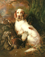 Gilt Framed Oleograph of Setters in Woodland