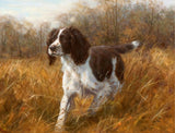 Gilt Framed Oleograph of  a Springer Spaniel in a Rural Landscape