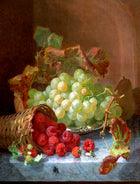 Fine Oleograph on Canvas Still Life of Mixed Fruit on a Marble Ledge