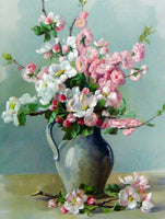 Fine Oleograph on Canvas Still Life of Flowers in a Jug